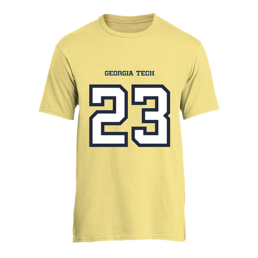 Georgia Tech Women's Basketball Student Athlete T-Shirt #23 La'Nya Foster In Gold - Front View