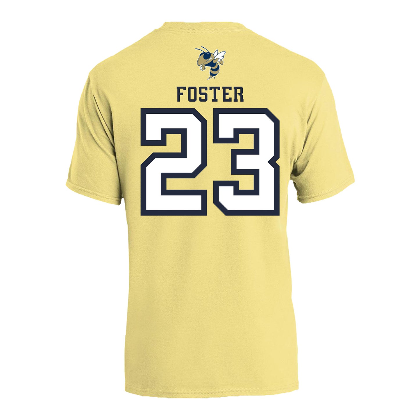 Georgia Tech  Women's Basketball Student Athlete T-Shirt #23 La'Nya Foster In Gold - Back View