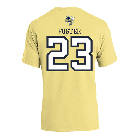Georgia Tech  Women's Basketball Student Athlete T-Shirt #23 La'Nya Foster In Gold - Back View
