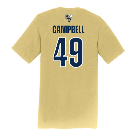 Georgia Tech Baseball Student Athlete T-Shirt #49 Kayden Campbell - Back View