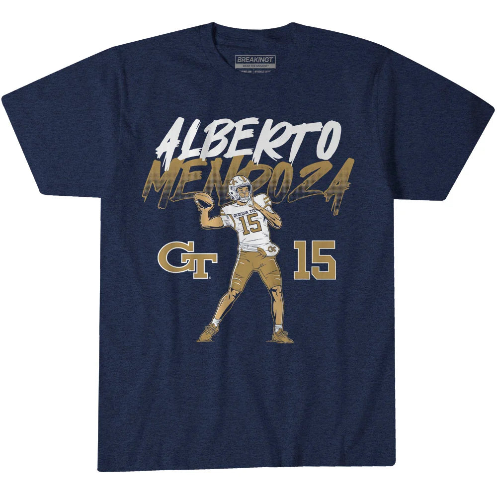 Georgia Tech Yellow Jackets Breaking T Student Athlete Alberto Mendoza All Star T-Shirt