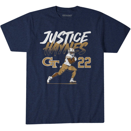 Georgia Tech Yellow Jackets Breaking T Student Athlete Justice Haynes All Star T-Shirt