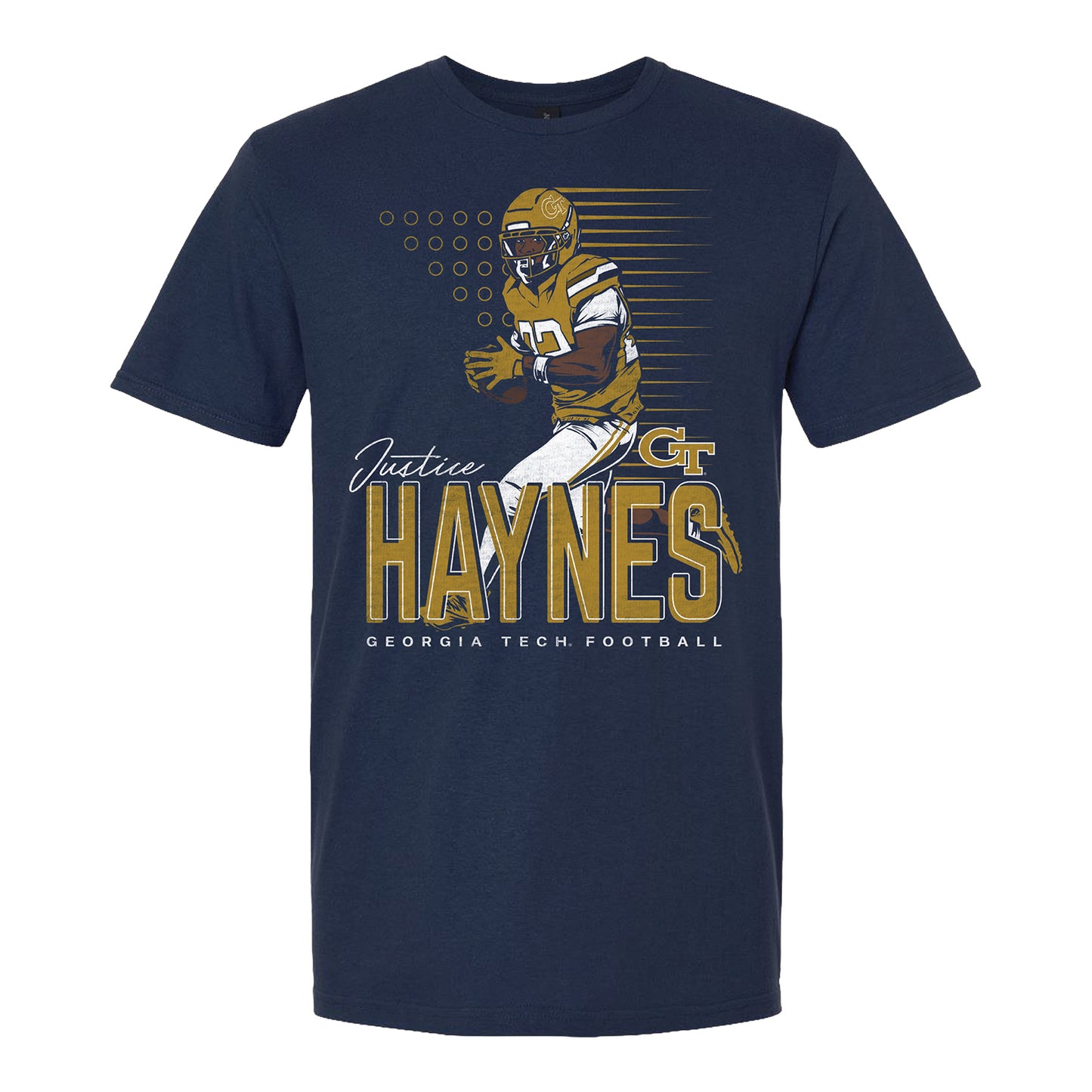 Georgia Tech Yellow Jackets Football Student Athlete #22 Justice Haynes Motion T-Shirt - Front View