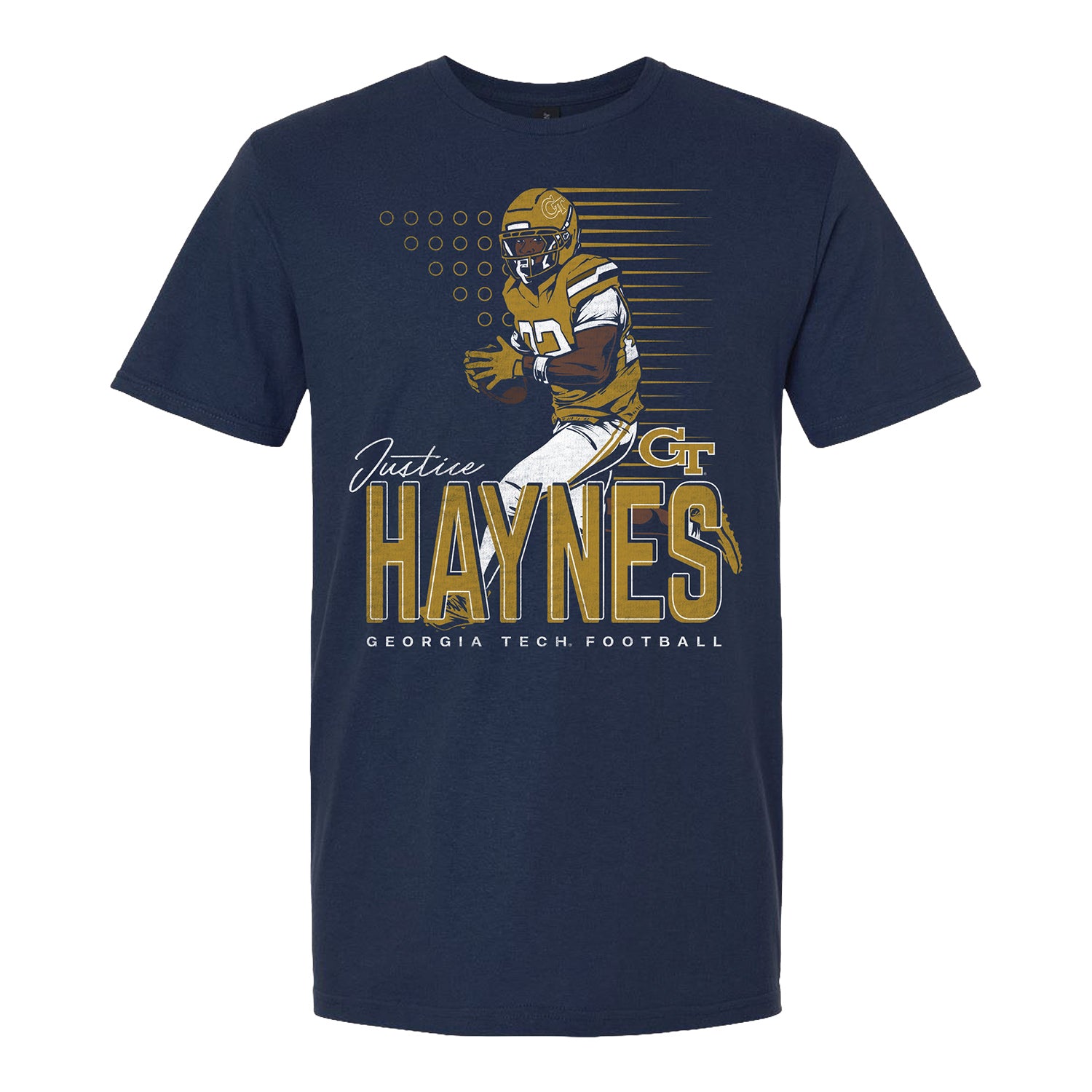 Georgia Tech Yellow Jackets Football Student Athlete #22 Justice Haynes Motion T-Shirt - Front View