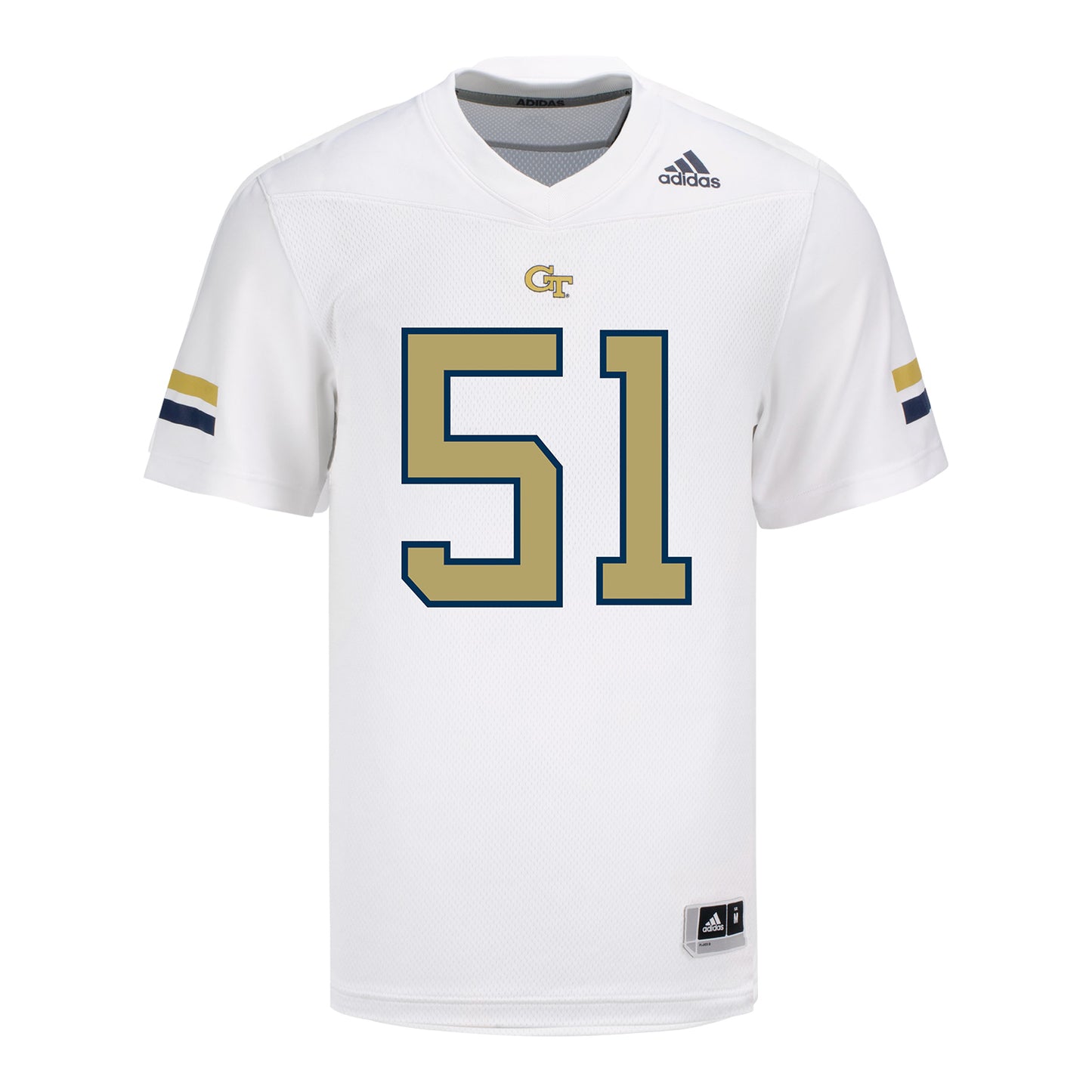 Georgia Tech Adidas Football Student Athlete #51 Kevin Peay White Football Jersey