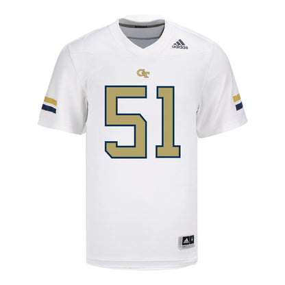 Georgia Tech Adidas Football Student Athlete #51 Kevin Peay White Football Jersey