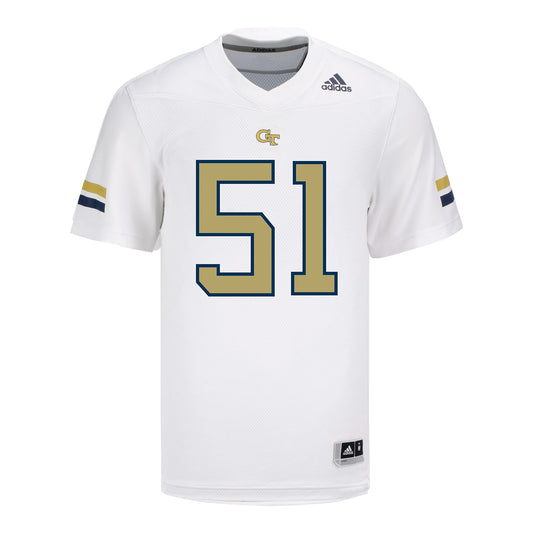 Georgia Tech Adidas Football Student Athlete #51 Kevin Peay White Football Jersey