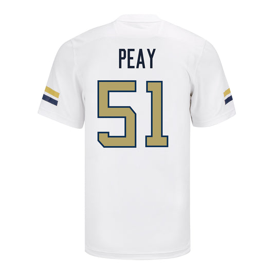 Georgia Tech Adidas Football Student Athlete #51 Kevin Peay White Football Jersey