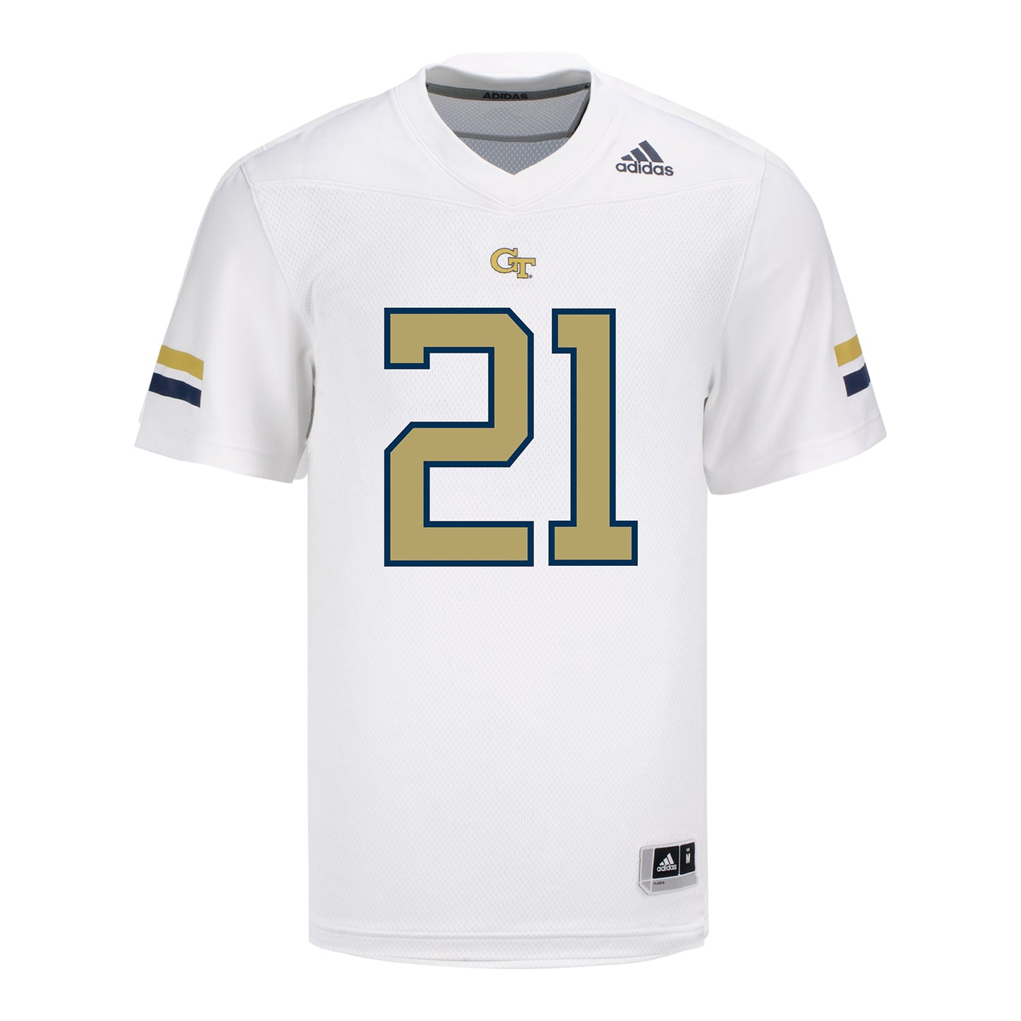 Georgia Tech Adidas Football Student Athlete #21 Elgin Sessions White Football Jersey In White - Front View