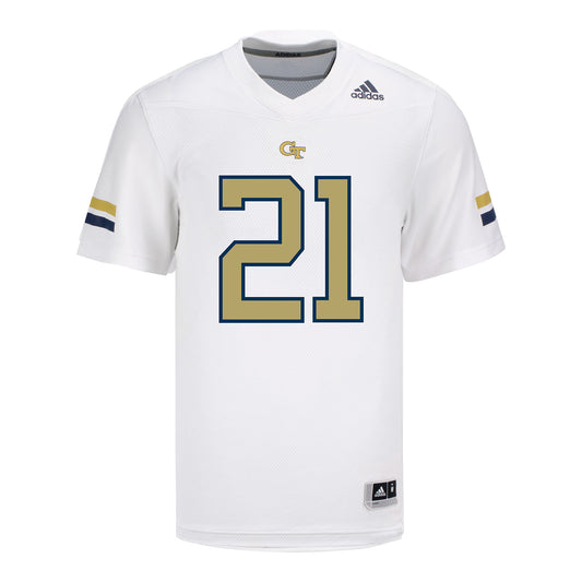 Georgia Tech Adidas Football Student Athlete #21 Elgin Sessions White Football Jersey In White - Front View
