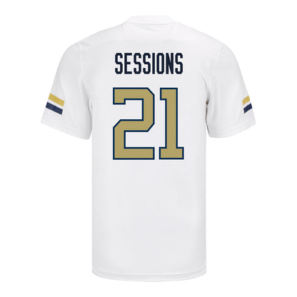 Georgia Tech Adidas Football Student Athlete #21 Elgin Sessions White Football Jersey In White - Back View