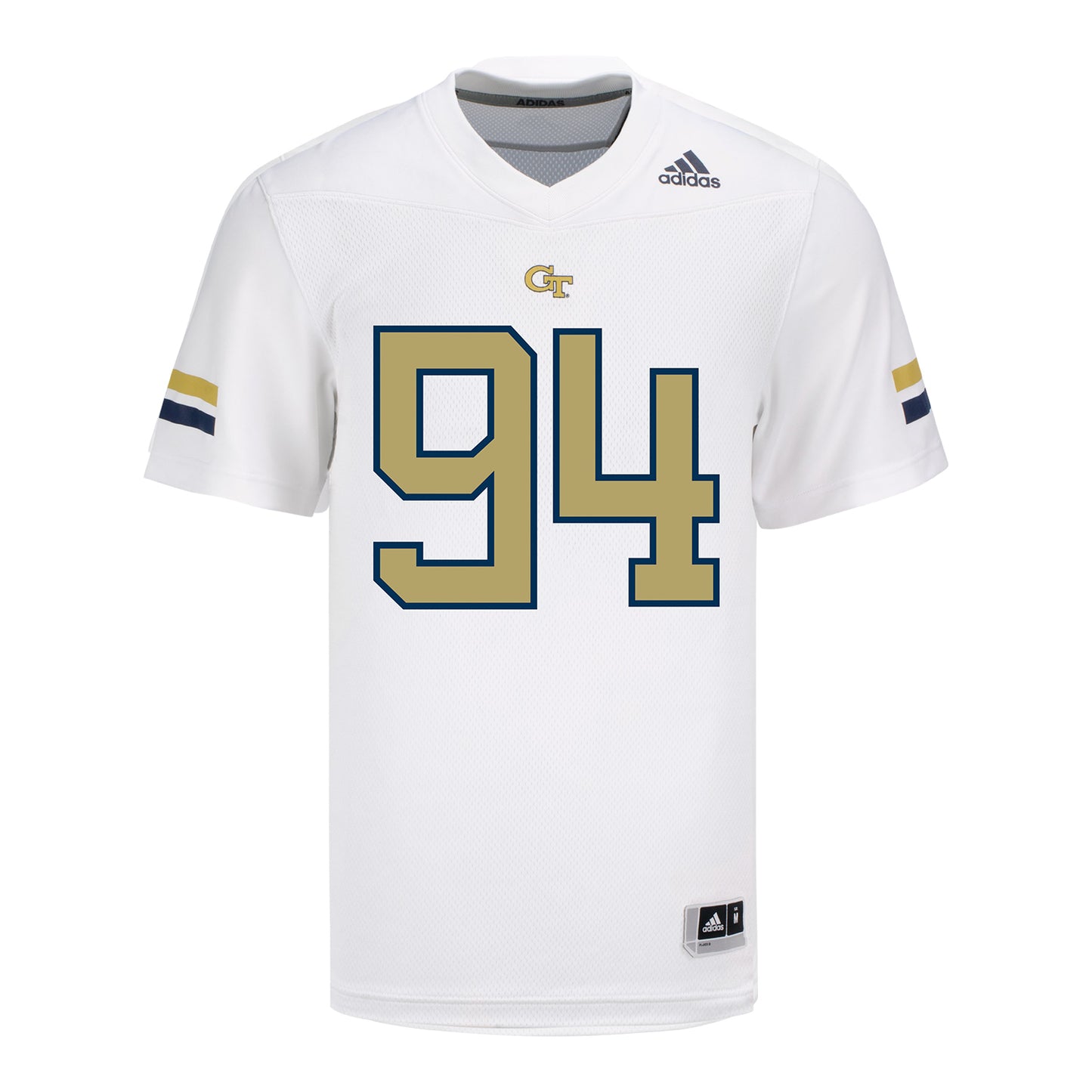 Georgia Tech Adidas Football Student Athlete #94 Derry Norris Jr. White Football Jersey In White - Front View