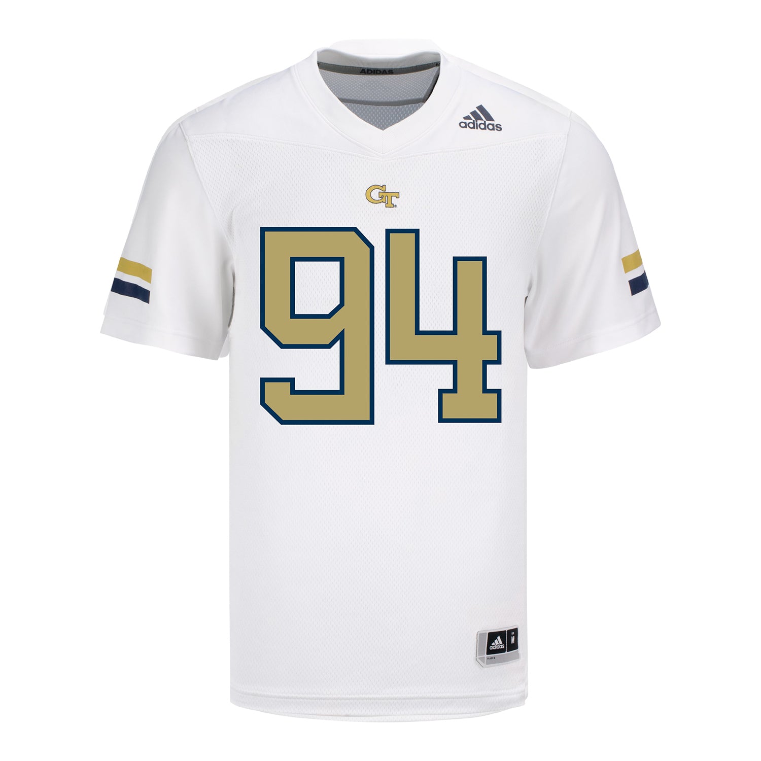 Georgia Tech Adidas Football Student Athlete #94 Derry Norris Jr. White Football Jersey In White - Front View