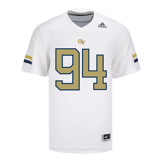 Georgia Tech Adidas Football Student Athlete #94 Derry Norris Jr. White Football Jersey In White - Front View