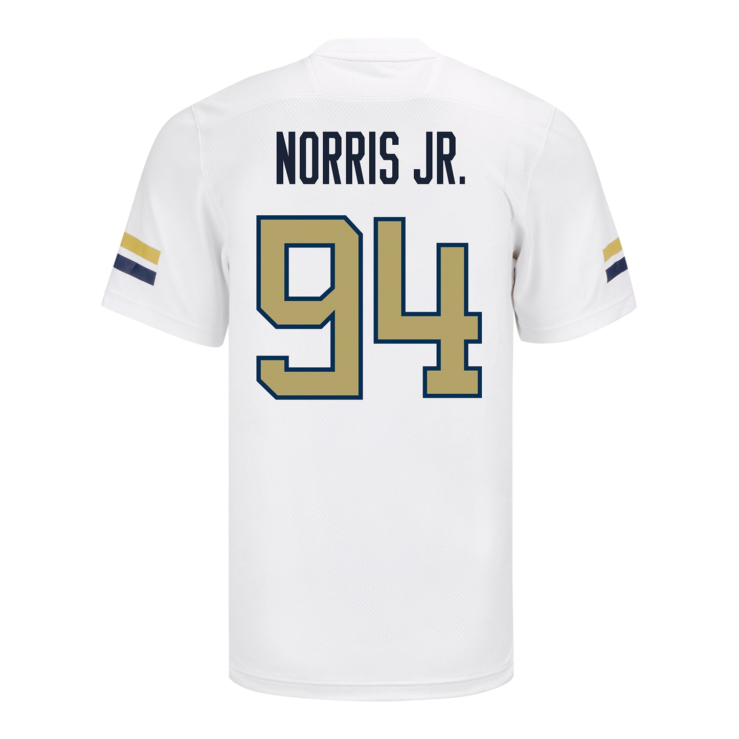 Georgia Tech Adidas Football Student Athlete #94 Derry Norris Jr. White Football Jersey In White - Back View