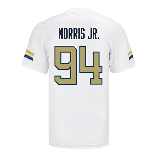 Georgia Tech Adidas Football Student Athlete #94 Derry Norris Jr. White Football Jersey In White - Back View