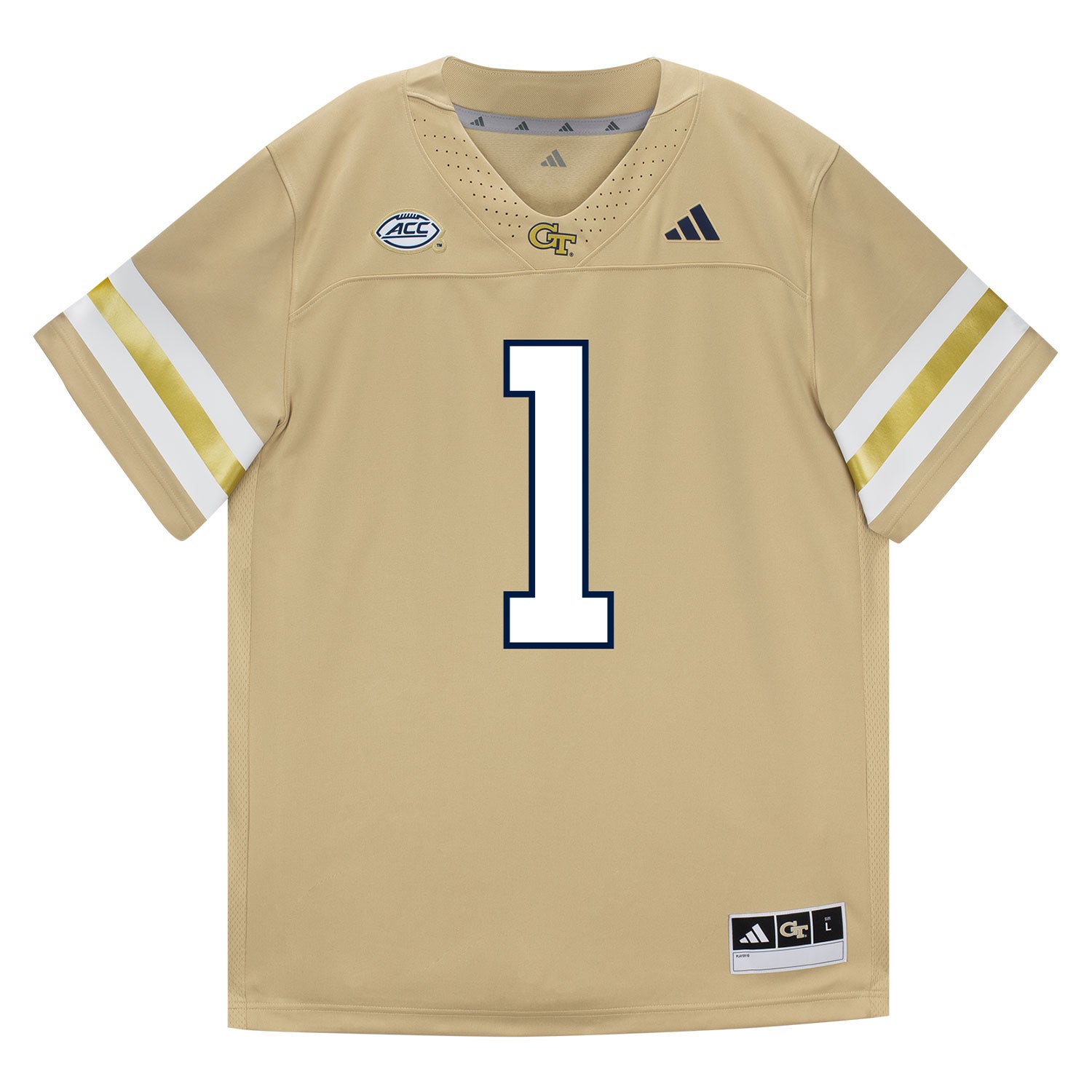 Georgia Tech Adidas Football Student Athlete #1 Jamal Haynes Premier Gold Football Jersey - Front View