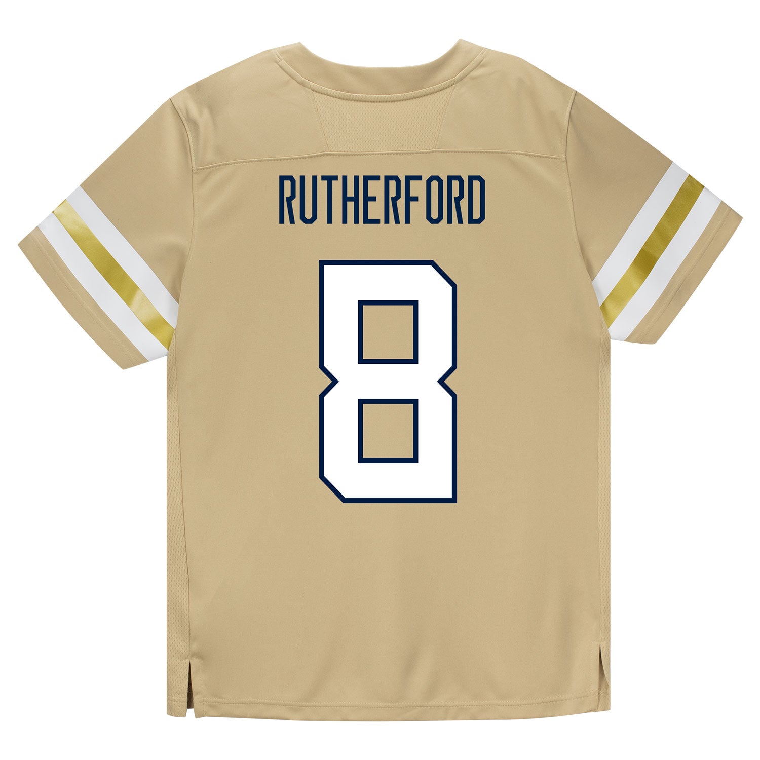 Georgia Tech Adidas Football Student Athlete #8 Malik Rutherford Premier Gold Football Jersey - Back View