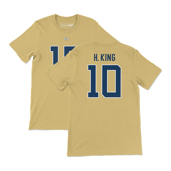 Georgia Tech Yellow Jackets Section 103 Student Athlete #10 Haynes King  T-Shirt - Front And Back View