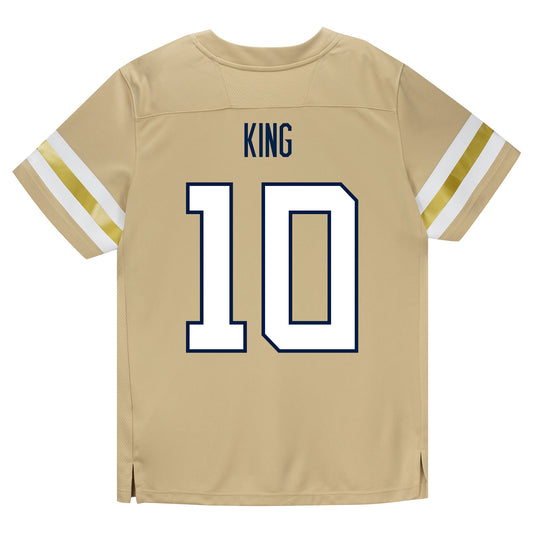 Georgia Tech Adidas Football Student Athlete #10 Haynes King Premier Gold Football Jersey - Back View