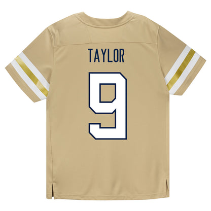 Georgia Tech Adidas Football Student Athlete #9 Zion Taylor Premier Gold Football Jersey - Back View