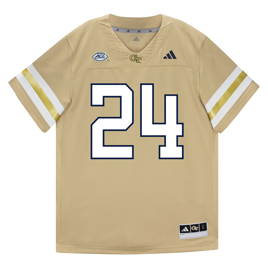 Georgia Tech Adidas Football Student Athlete #24 Shane Marshall Premier Gold Football Jersey - Front View