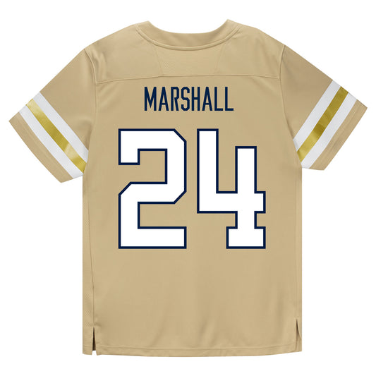 Georgia Tech Adidas Football Student Athlete #24 Shane Marshall Premier Gold Football Jersey - Back View