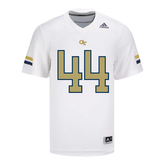 Georgia Tech Adidas Football Student Athlete #44 Kyle Efford White Football Jersey - Front View