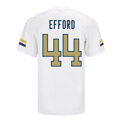 Georgia Tech Adidas Football Student Athlete #44 Kyle Efford White Football Jersey - Back View