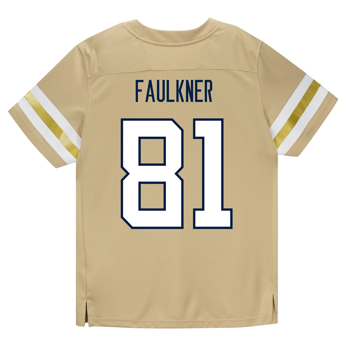 Georgia Tech Adidas Football Student Athlete #81 Cal Faulkner Premier Gold Football Jersey - Back View