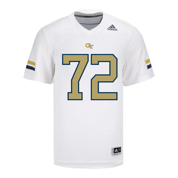 Georgia Tech Adidas Football Student Athlete #72 Weston Franklin White Football Jersey - Front View