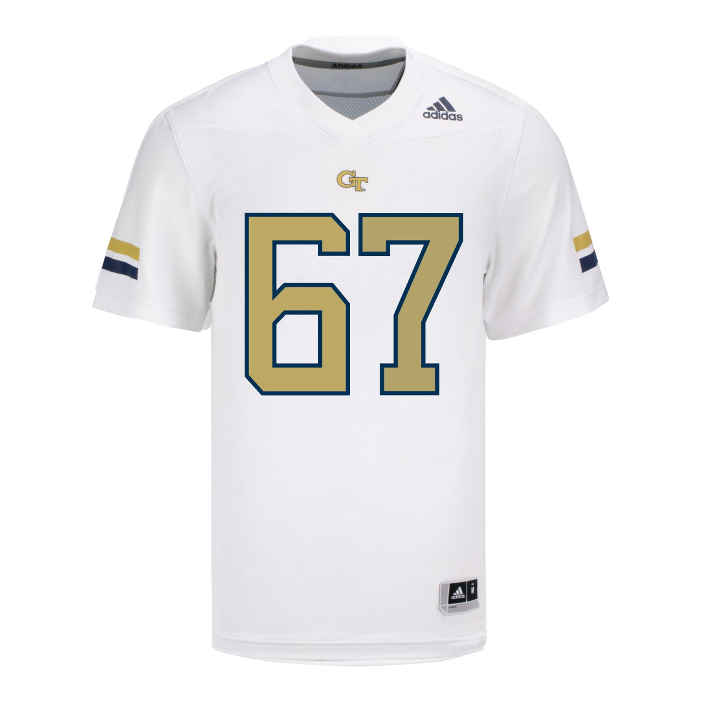 Georgia Tech Adidas Football Student Athlete #67 Joe Fusile White Football Jersey - Front View