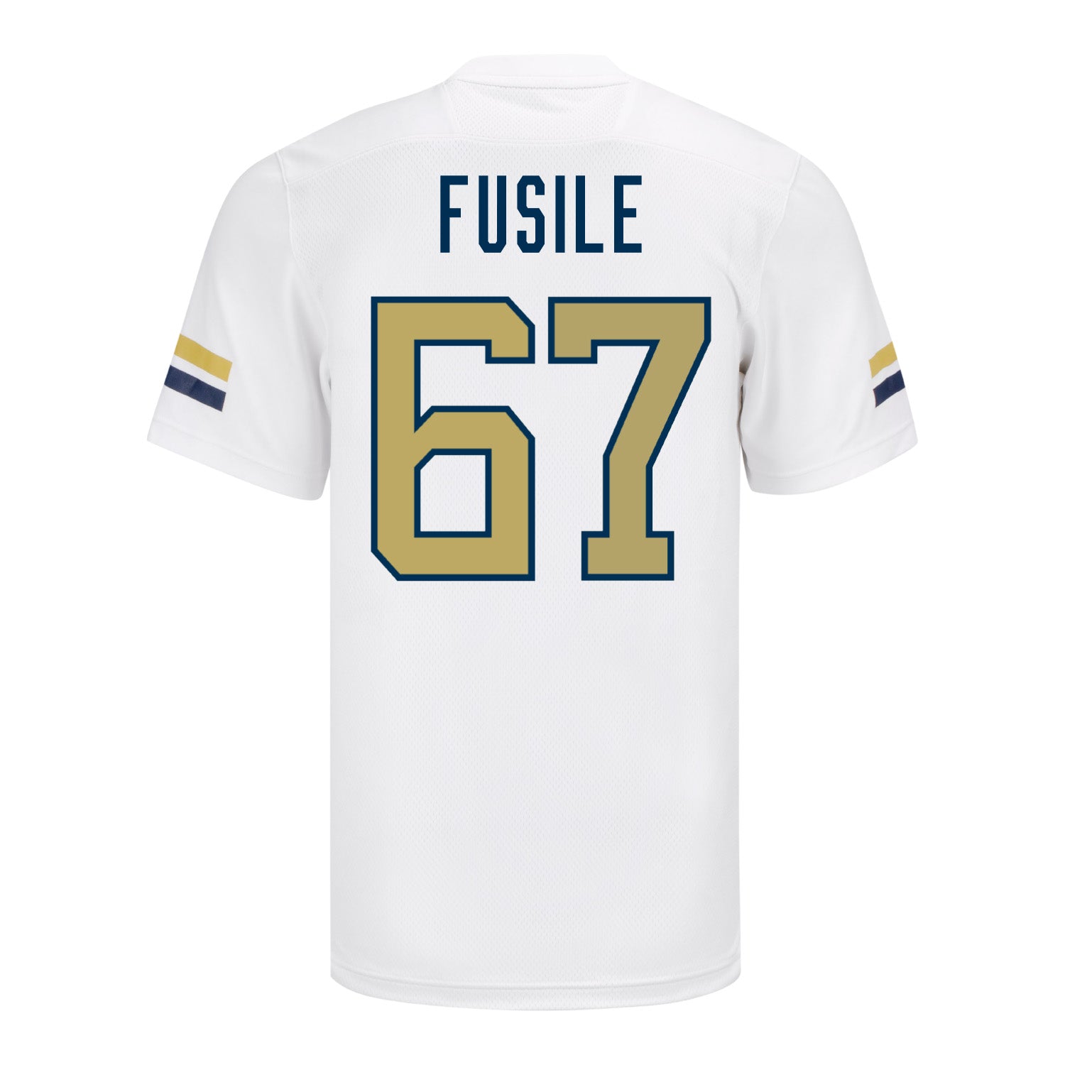 Georgia Tech Adidas Football Student Athlete #67 Joe Fusile White Football Jersey - Back View
