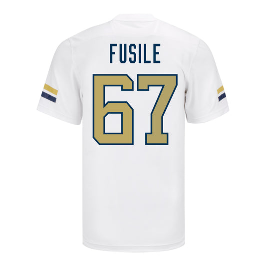 Georgia Tech Adidas Football Student Athlete #67 Joe Fusile White Football Jersey - Back View