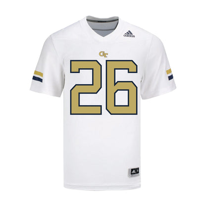 Georgia Tech Adidas Football Student Athlete #26 Ben Hollerbach White Football Jersey - Front View