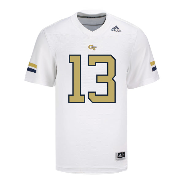 Georgia Tech Adidas Football Student Athlete #13 Horace Lockett White Football Jersey - Front View