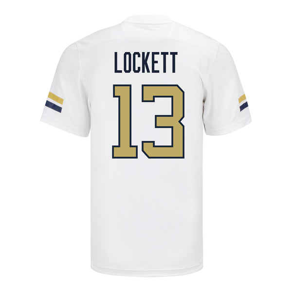 Georgia Tech Adidas Football Student Athlete #13 Horace Lockett White Football Jersey - Back View