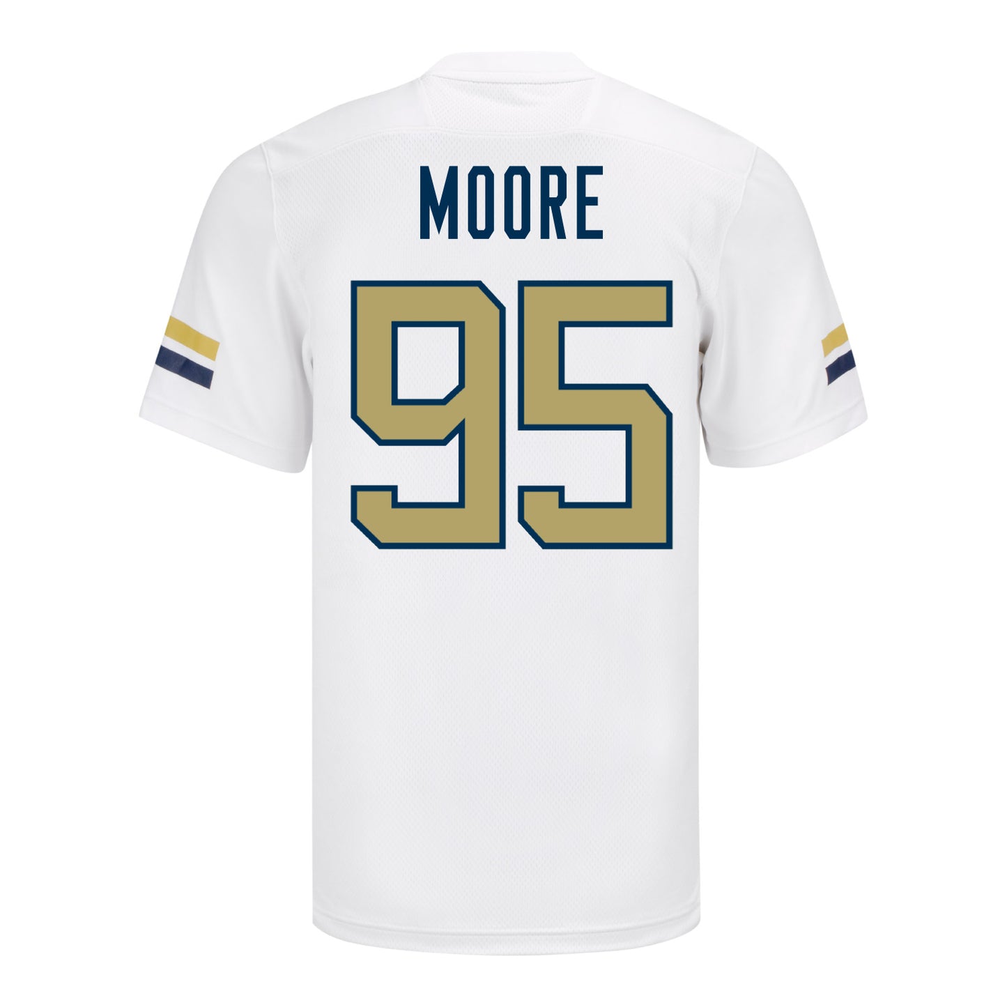 Georgia Tech Adidas Football Student Athlete #95 Jason Moore White Football Jersey - Back View
