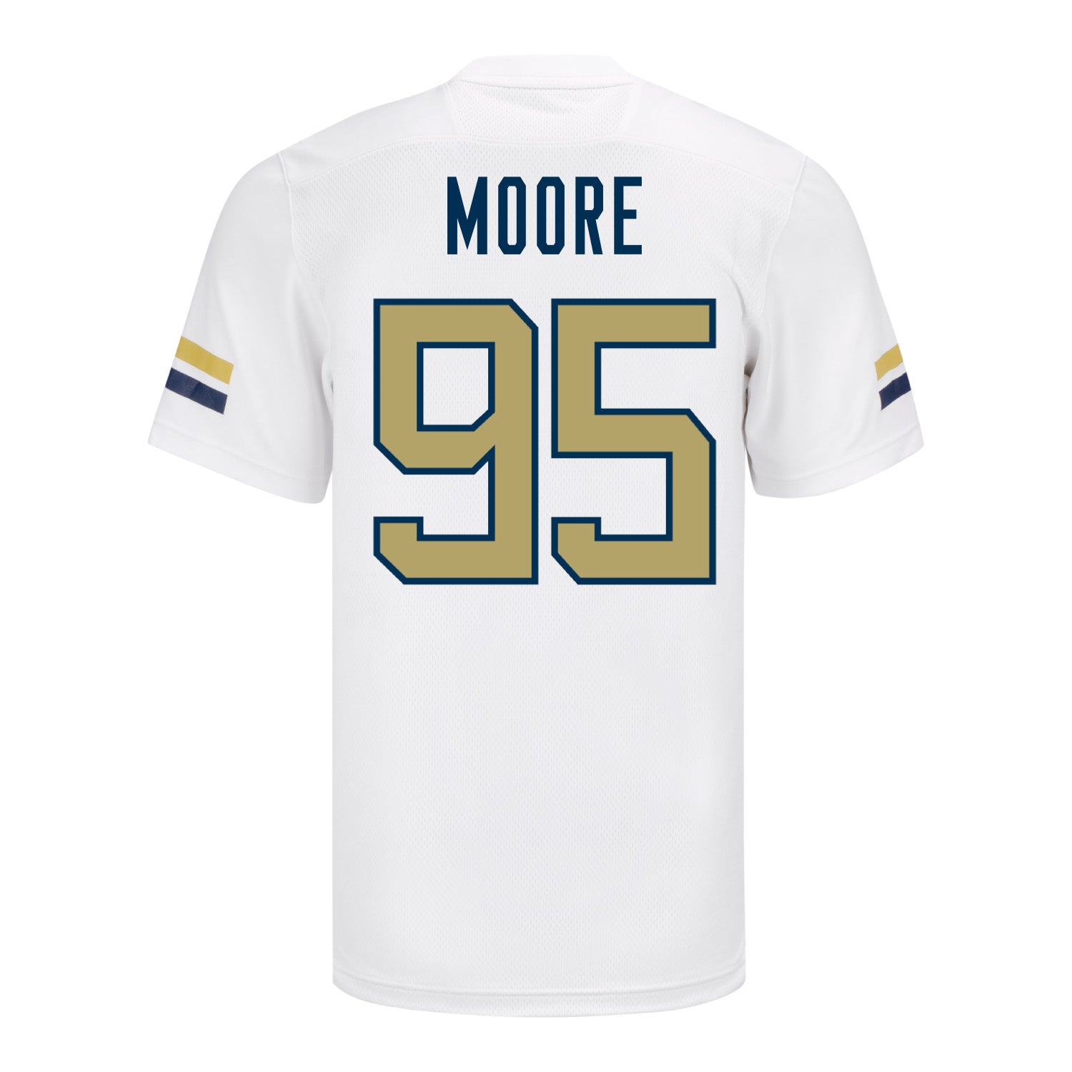 Georgia Tech Adidas Football Student Athlete #95 Jason Moore White Football Jersey - Back View