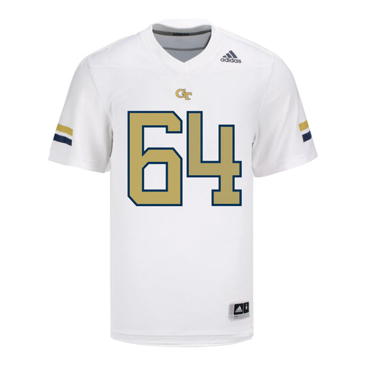 Georgia Tech Adidas Football Student Athlete #64 Ryan Purves Football Jersey - Front View