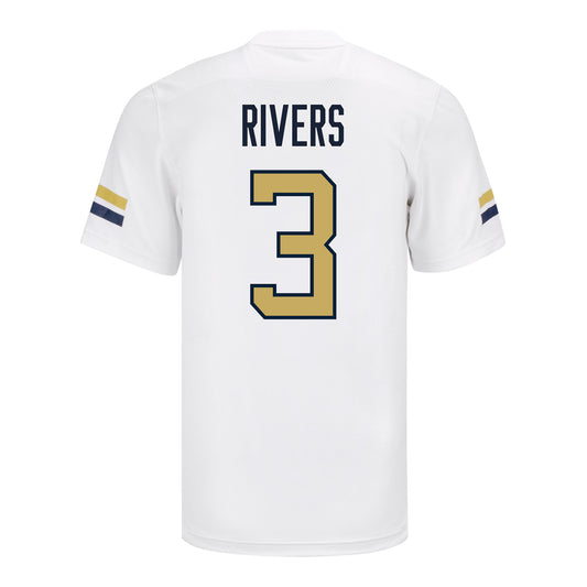 Georgia Tech Adidas Football Student Athlete #3 Eric Rivers White Football Jersey - Back View