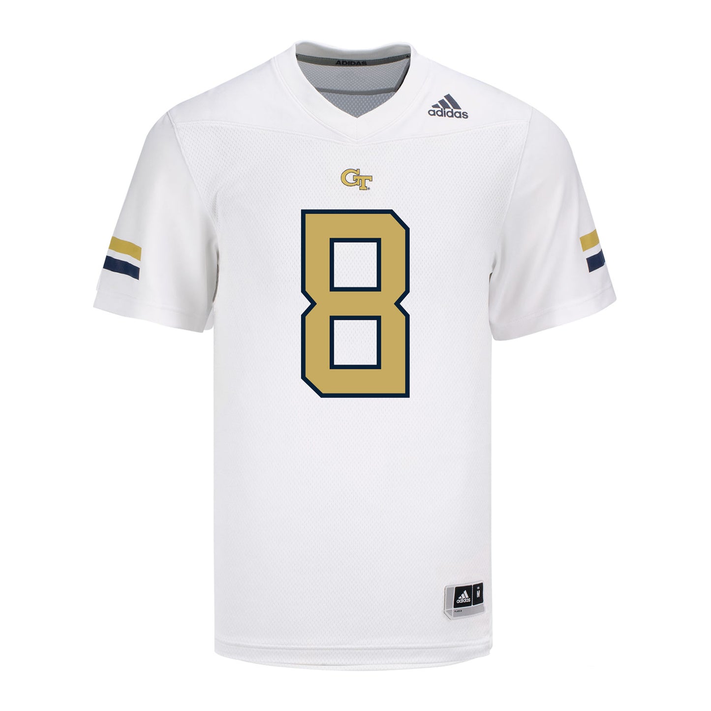 Georgia Tech Adidas Football Student Athlete #8 Jordan Boyd White Football Jersey - Front View