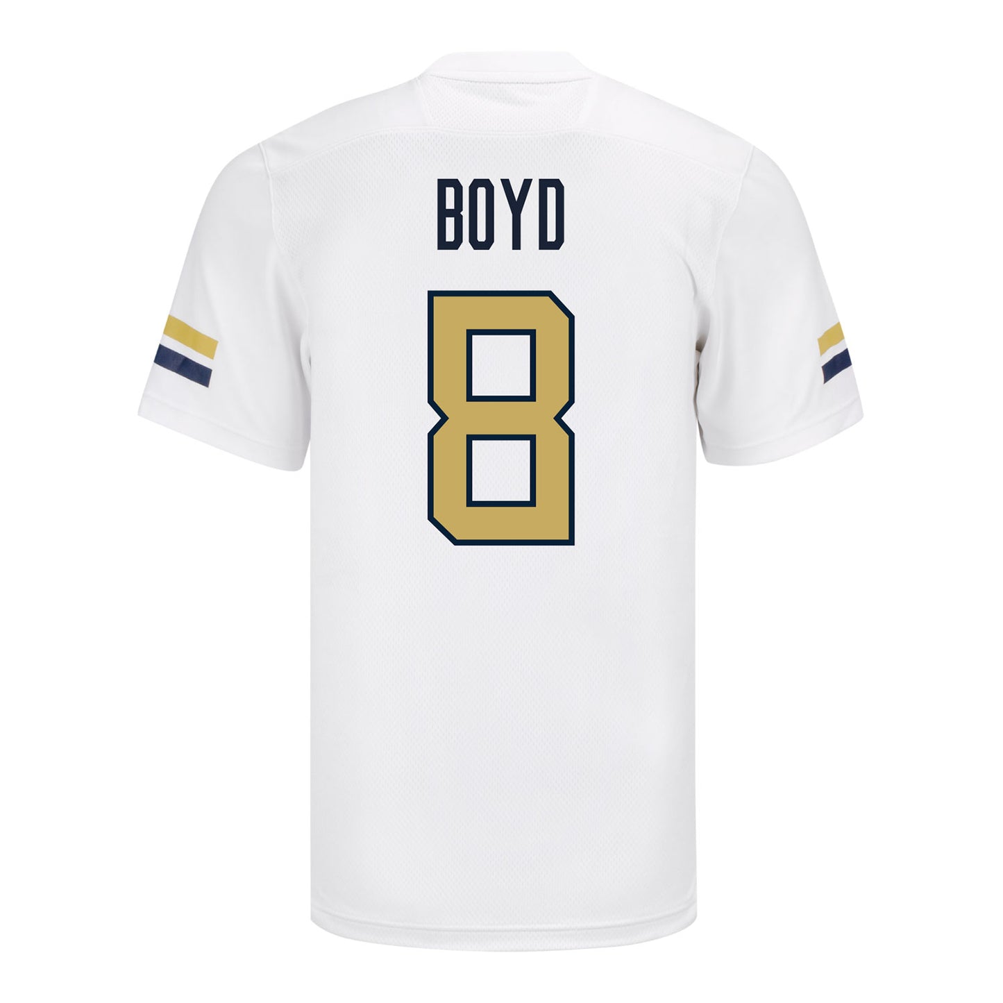 Georgia Tech Adidas Football Student Athlete #8 Jordan Boyd White Football Jersey - Back View