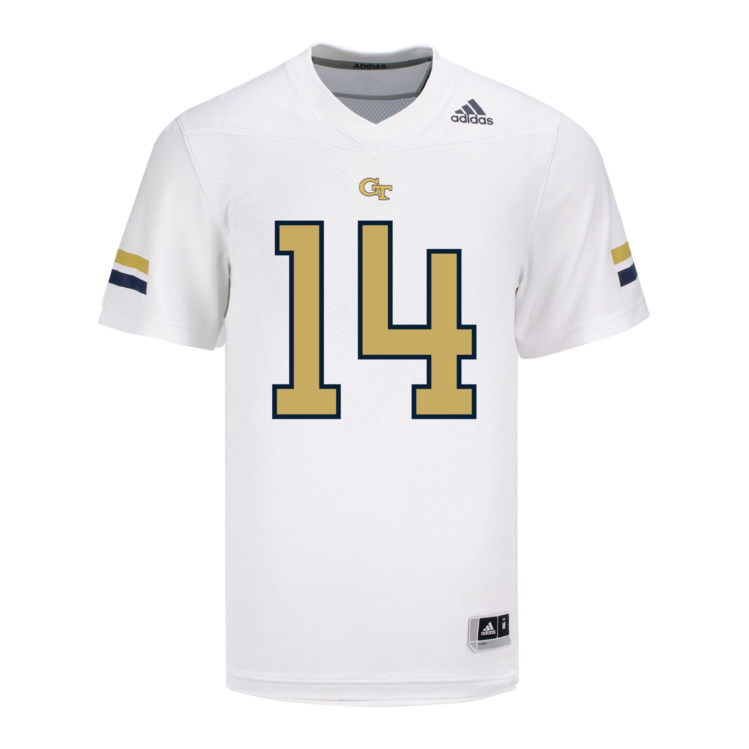 Georgia Tech Adidas Football Student Athlete #14 Jyron Gilmore White Football Jersey - Front View