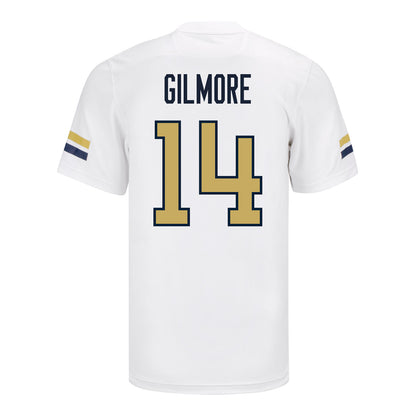 Georgia Tech Adidas Football Student Athlete #14 Jyron Gilmore White Football Jersey - Back View