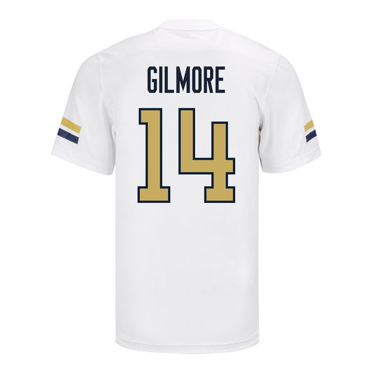 Georgia Tech Adidas Football Student Athlete #14 Jyron Gilmore White Football Jersey - Back View
