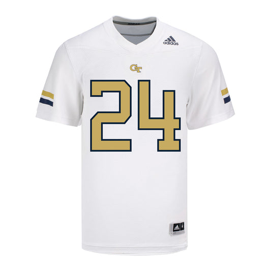 Georgia Tech Adidas Football Student Athlete #24 Ronald Triplette White Football Jersey - Front View
