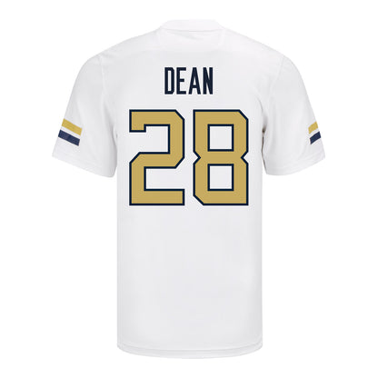 Georgia Tech Adidas Football Student Athlete #28 Austin Dean White Football Jersey - Back View