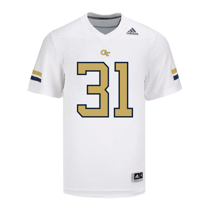 Georgia Tech Adidas Football Student Athlete #31 Fenix Felton White Football Jersey - Front View