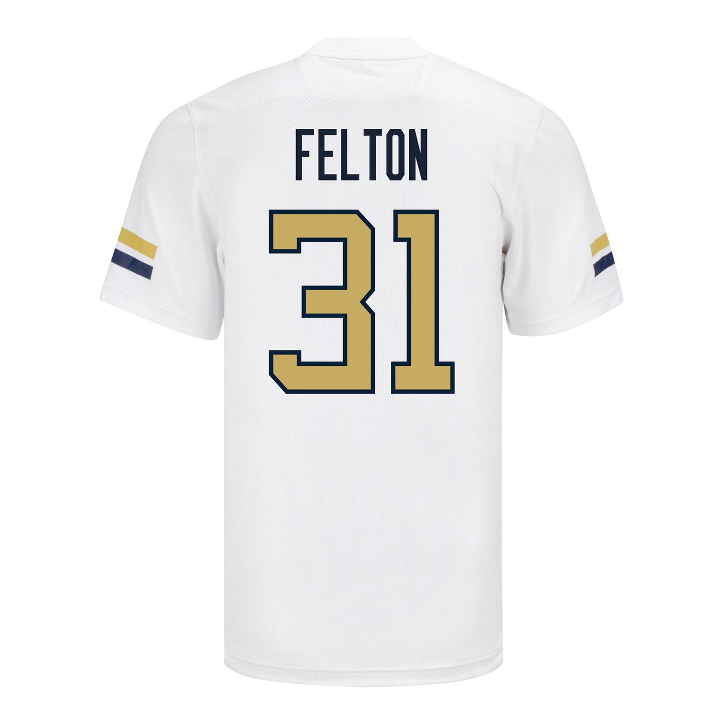Georgia Tech Adidas Football Student Athlete #31 Fenix Felton White Football Jersey - Back View